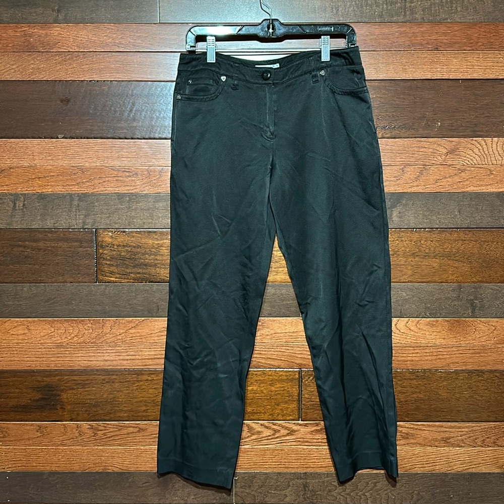 Dress Barn Flat Front Black Satiny Boot Cut Pants